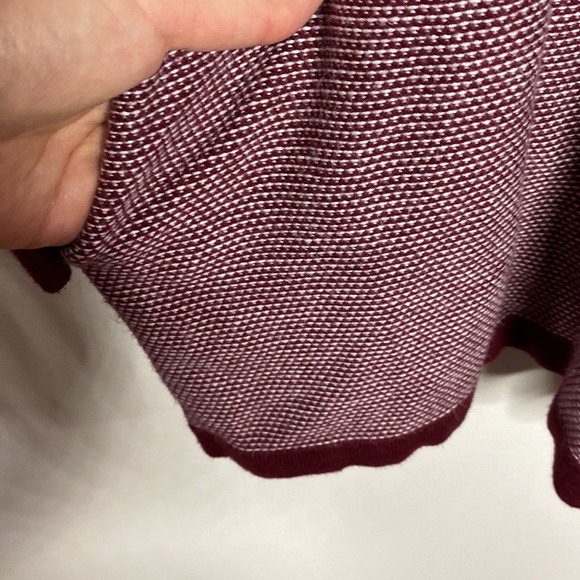 Tommy Hilfiger bird’s eye burgundy shawl pima cotton blend  open cardigan size M - Picture 8 of 12